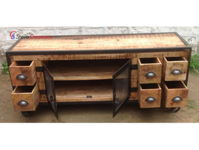 IVF--162 Iron wooden tv cabinet